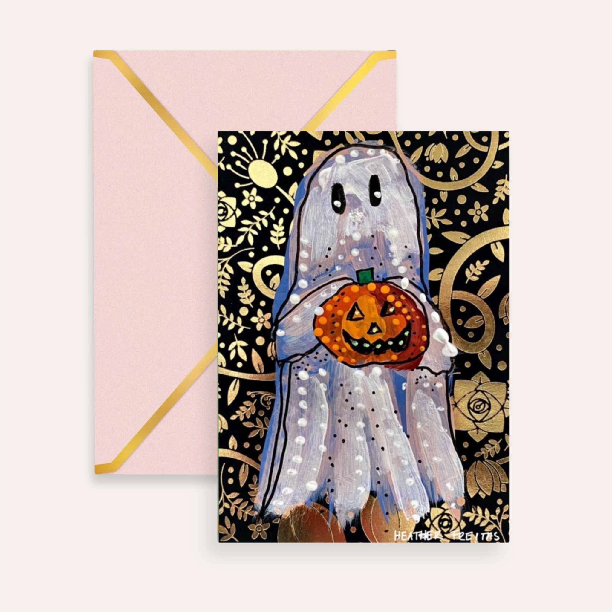 Gold Glam Ghost Fine Art Greeting Card