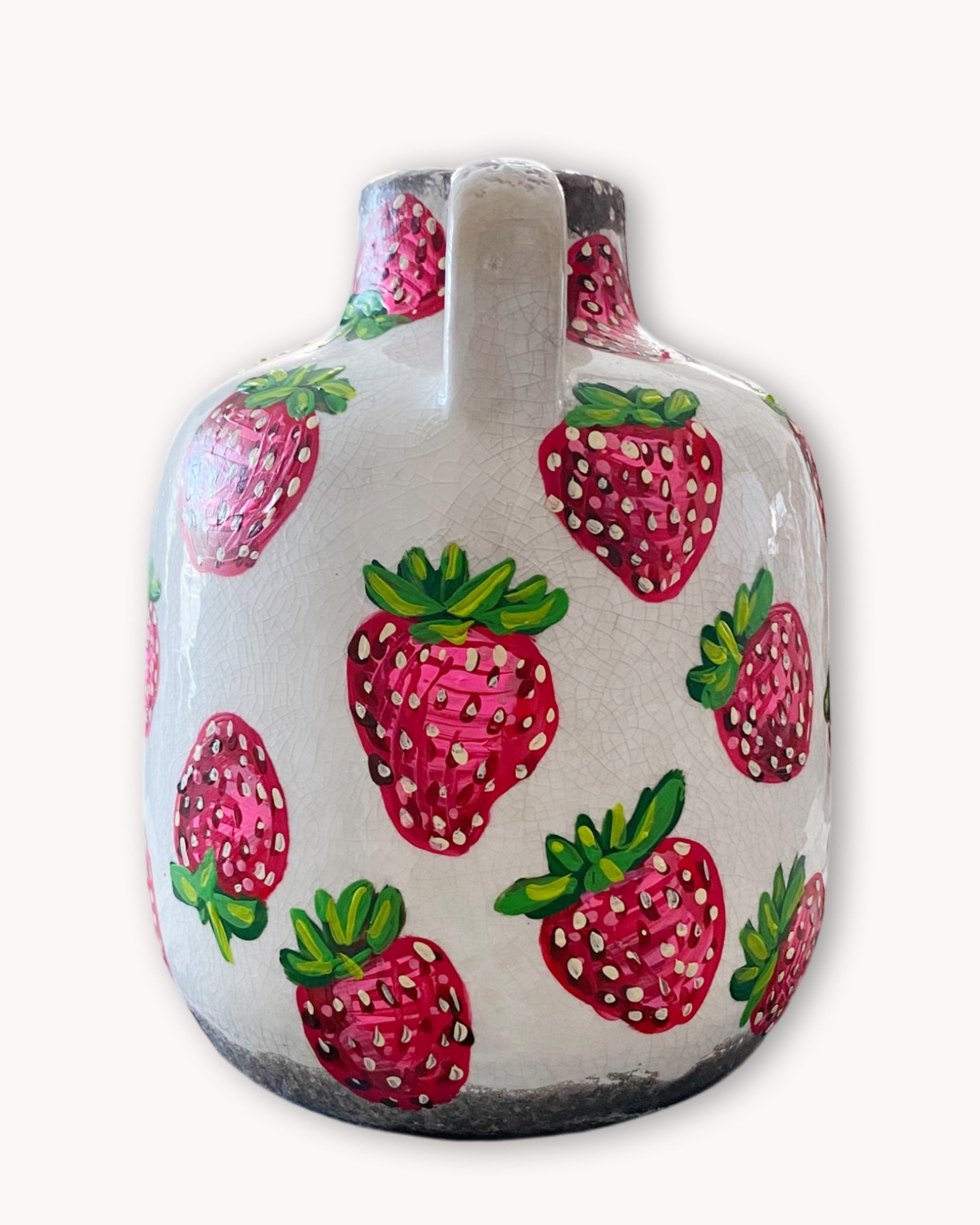 Strawberry Fields Hand Painted Dry Vase