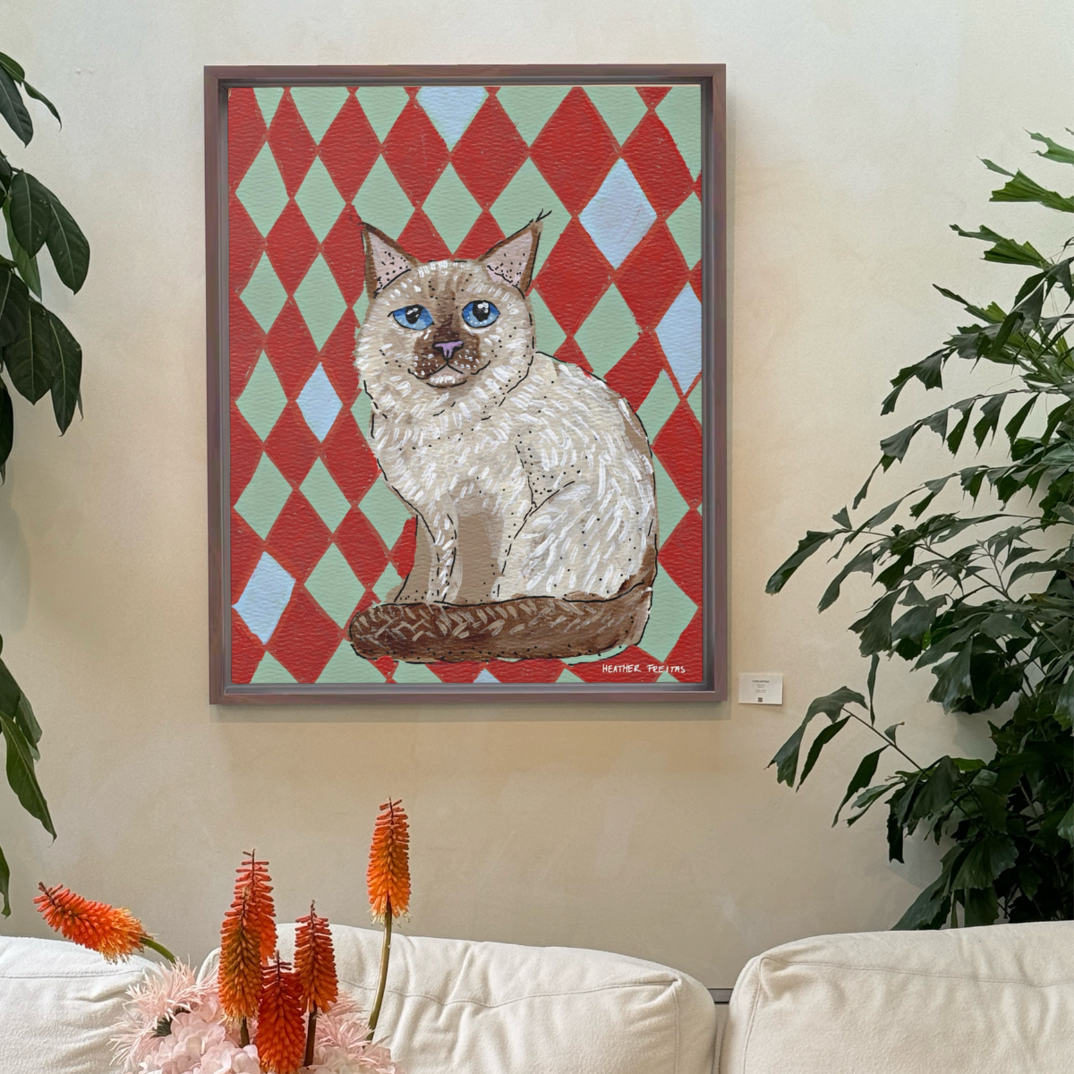 Birman Cat Framed Fine Art Canvas Print