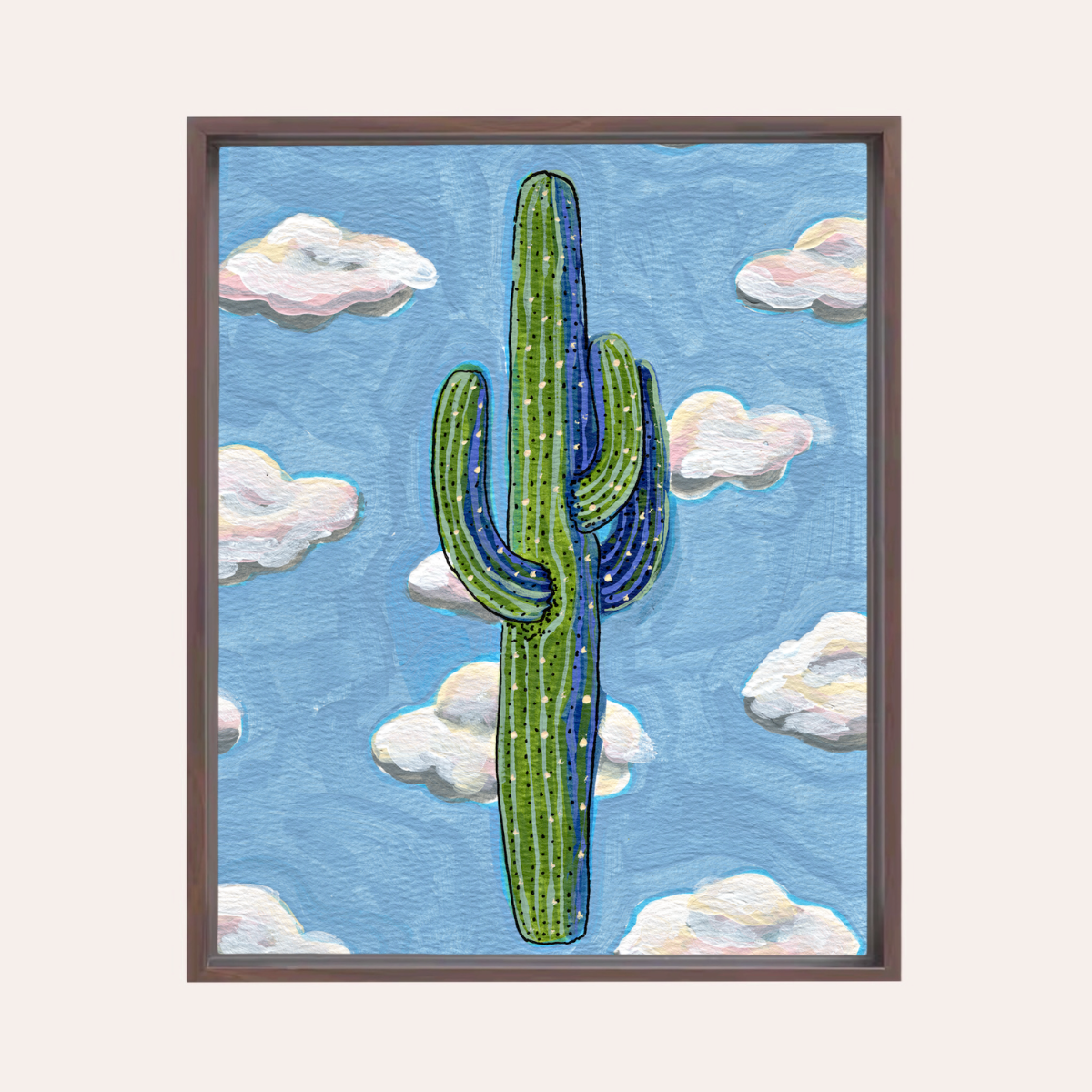 Saguaro Clouds Framed Fine Art Canvas Print
