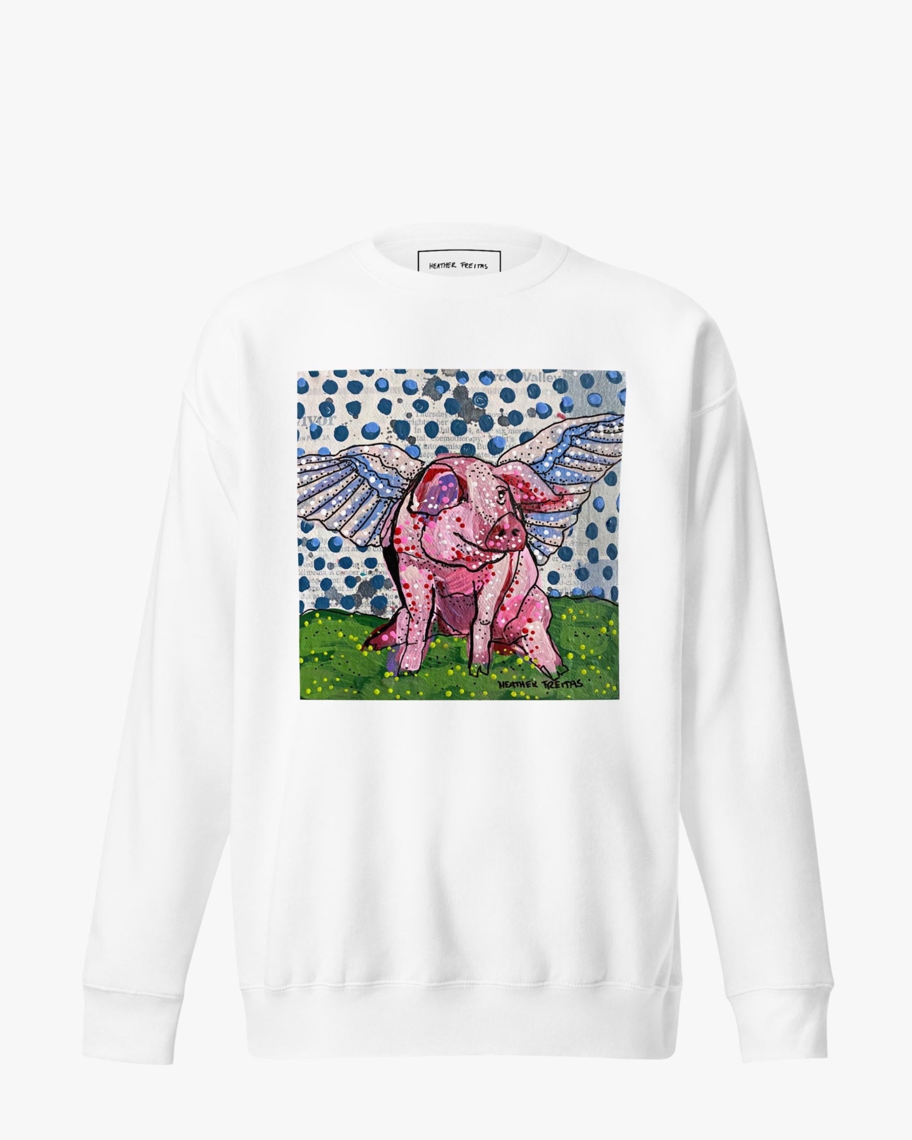 Polka Dot Flying Pig Unisex Premium Sweatshirt