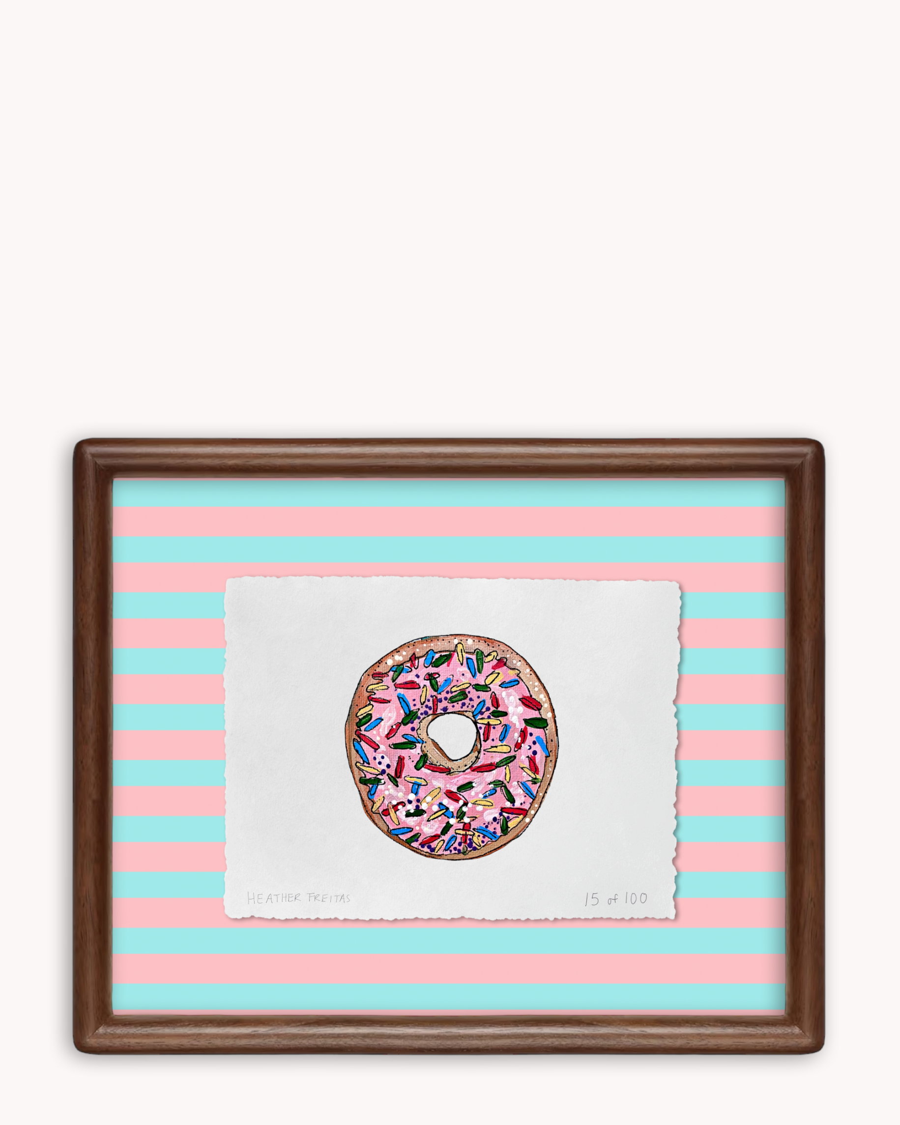 Pink Sprinkle Donut  Limited Edition Framed Print