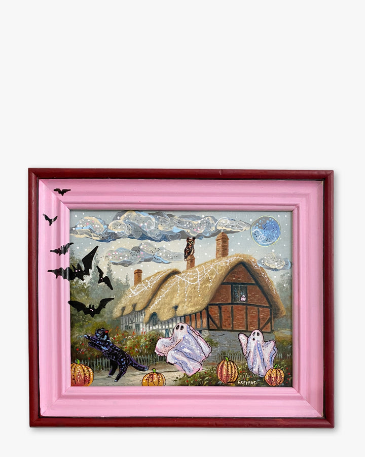 Keepers Of The Bats ( Original Painting - Painted Thrifted Painting )