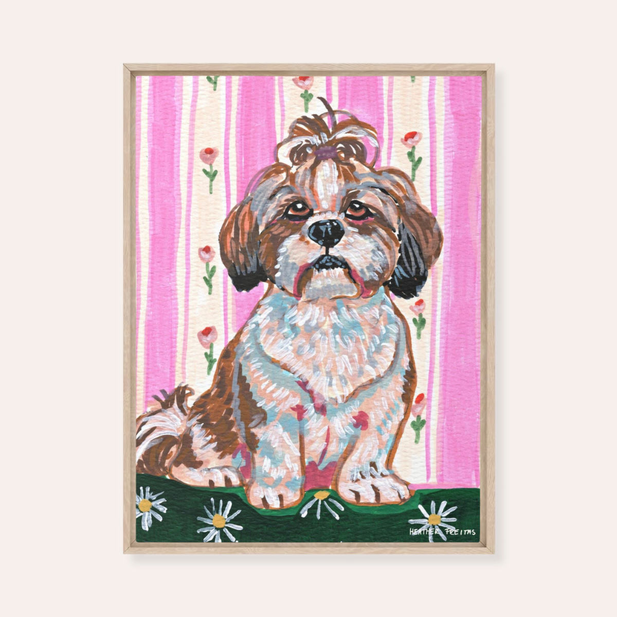 Shih Tzu Dog Framed Fine Art Canvas Print