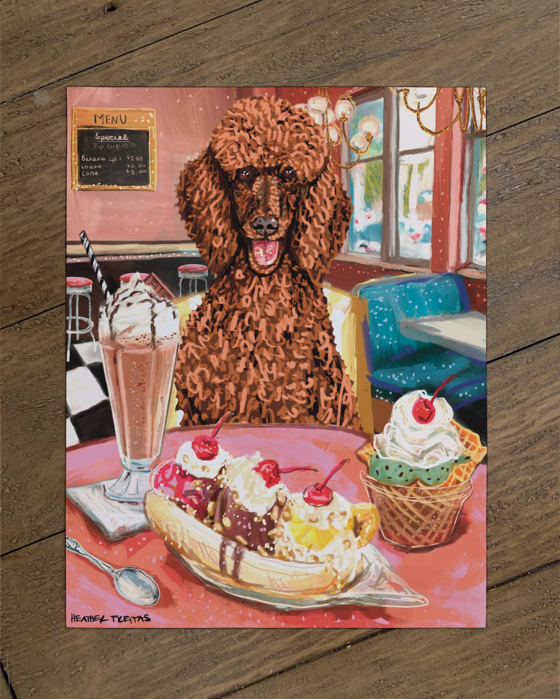 Standard Poodle - Build Your Own Dining Dog Paper Print