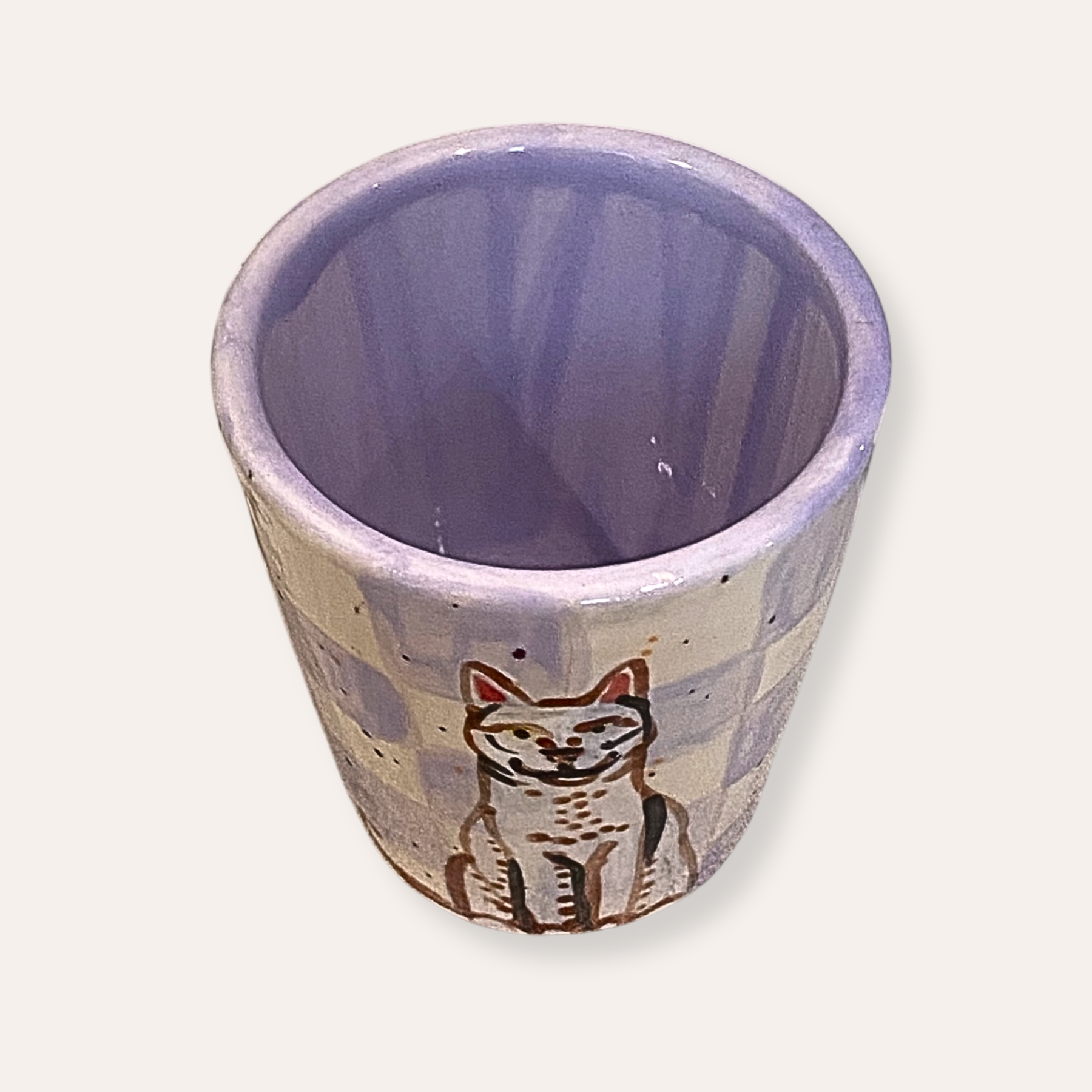 White Cat Hand Painted Ceramic Shot Glass