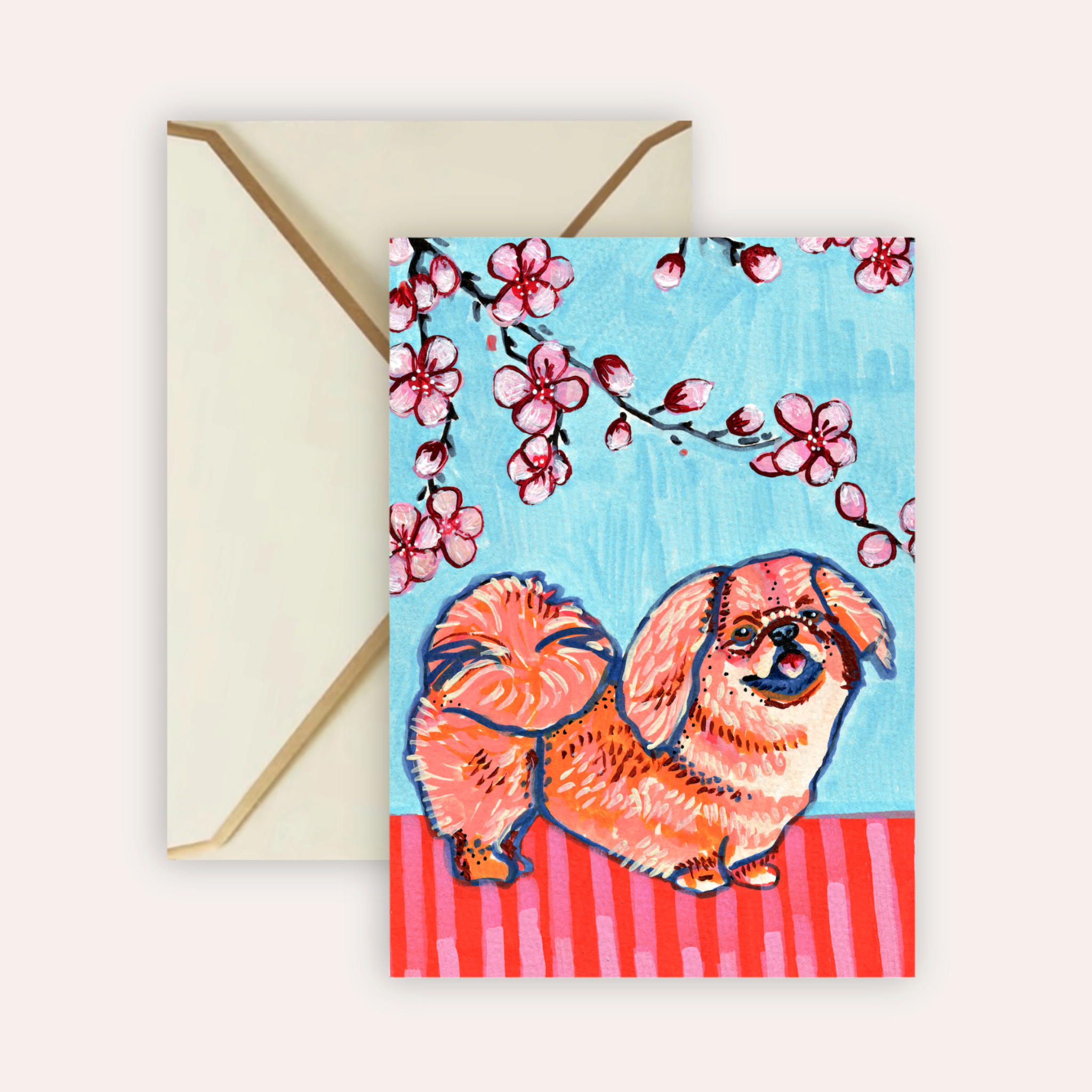 Pekingese Dog Fine Art Greeting Card