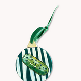 Green Stripe Pickle Hand Painted Ornament
