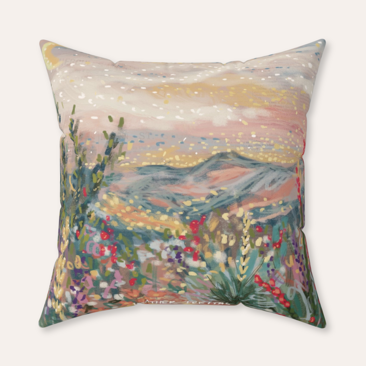 Pastel Desert Paradise Velveteen Throw Pillow