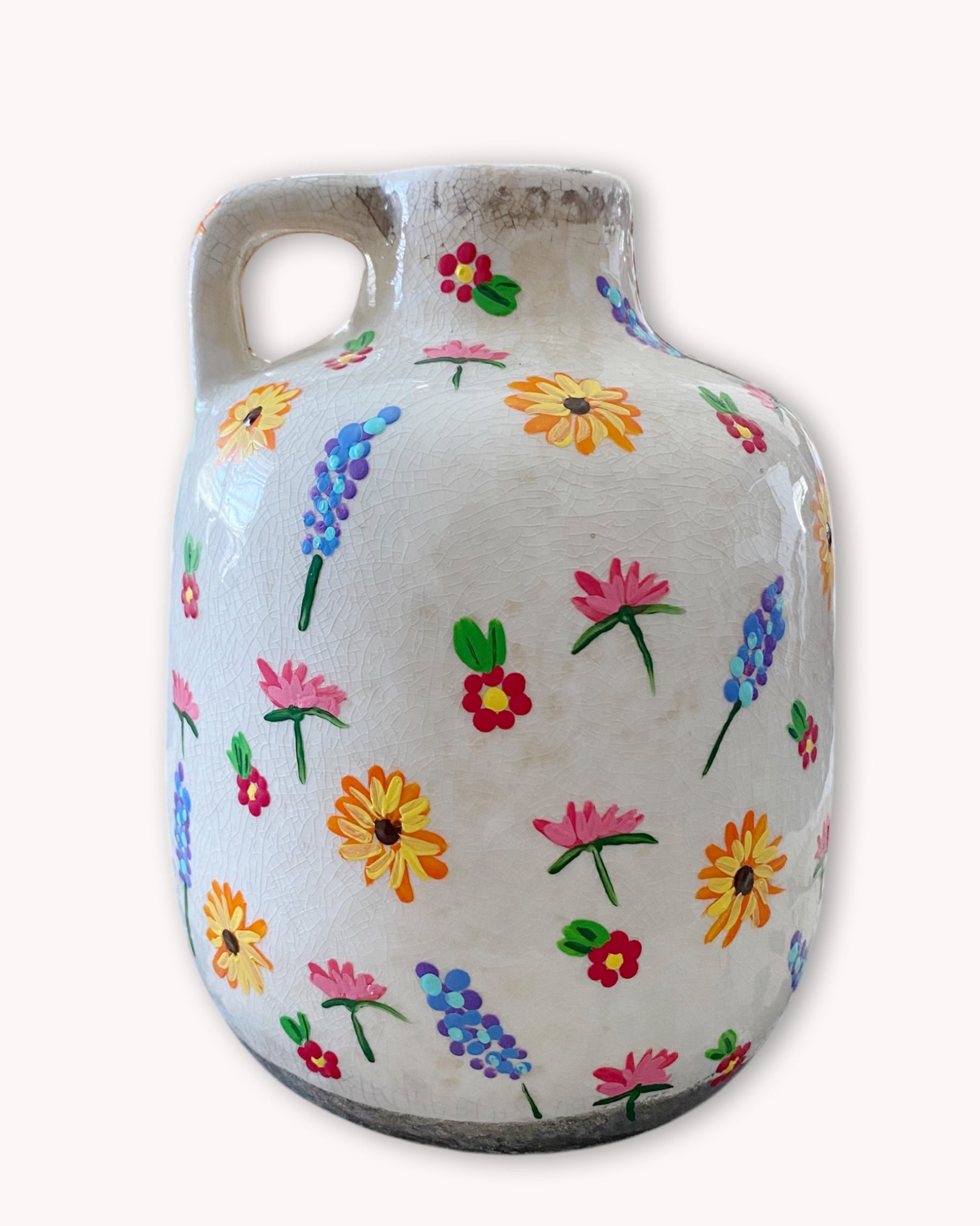 Field Of Flowers Sunflower Hand Painted Dry Vase