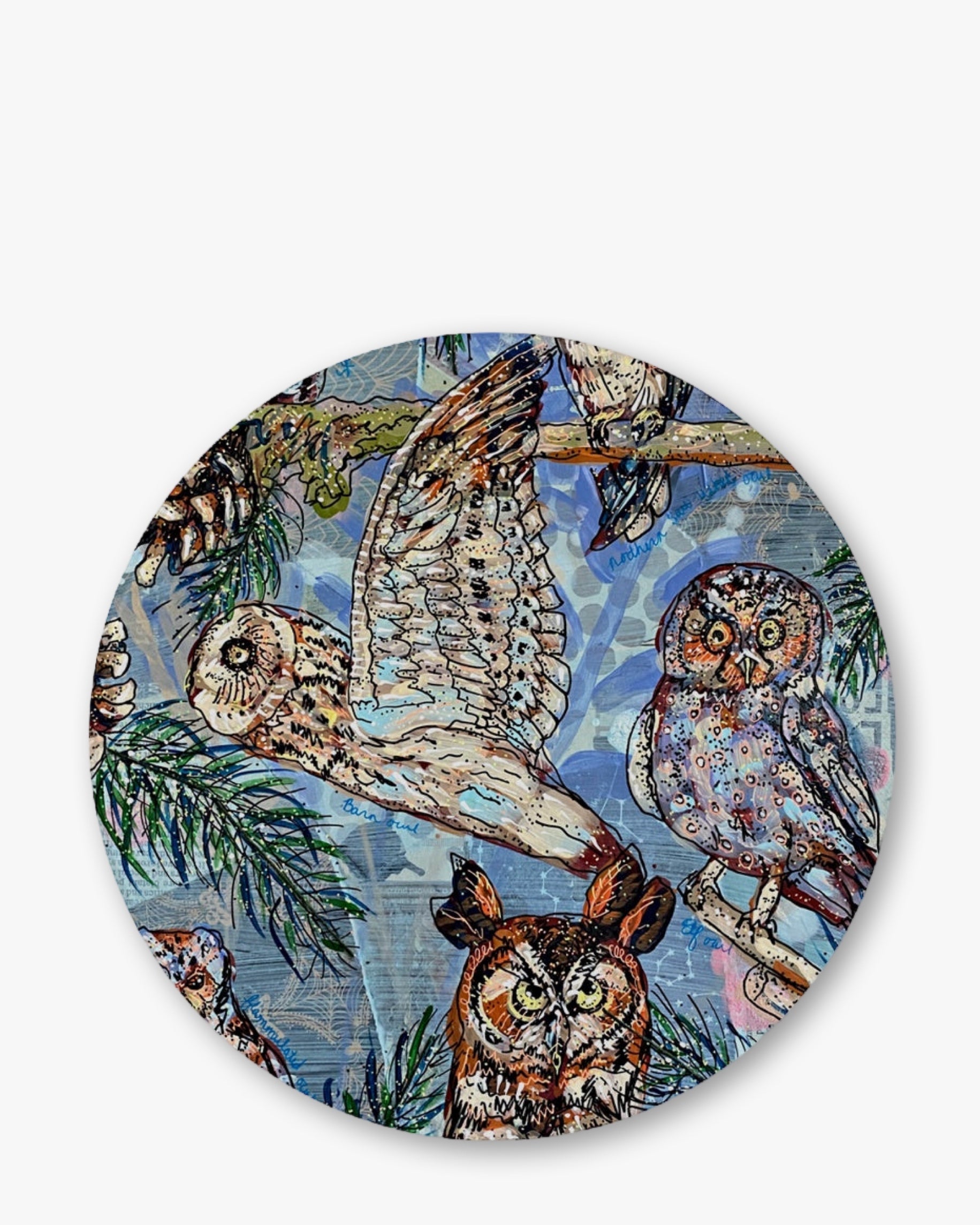 Owls Chinchilla Glass Chopping Board Trivet