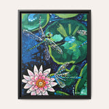 Dragonfly Lily Framed Fine Art Canvas Print