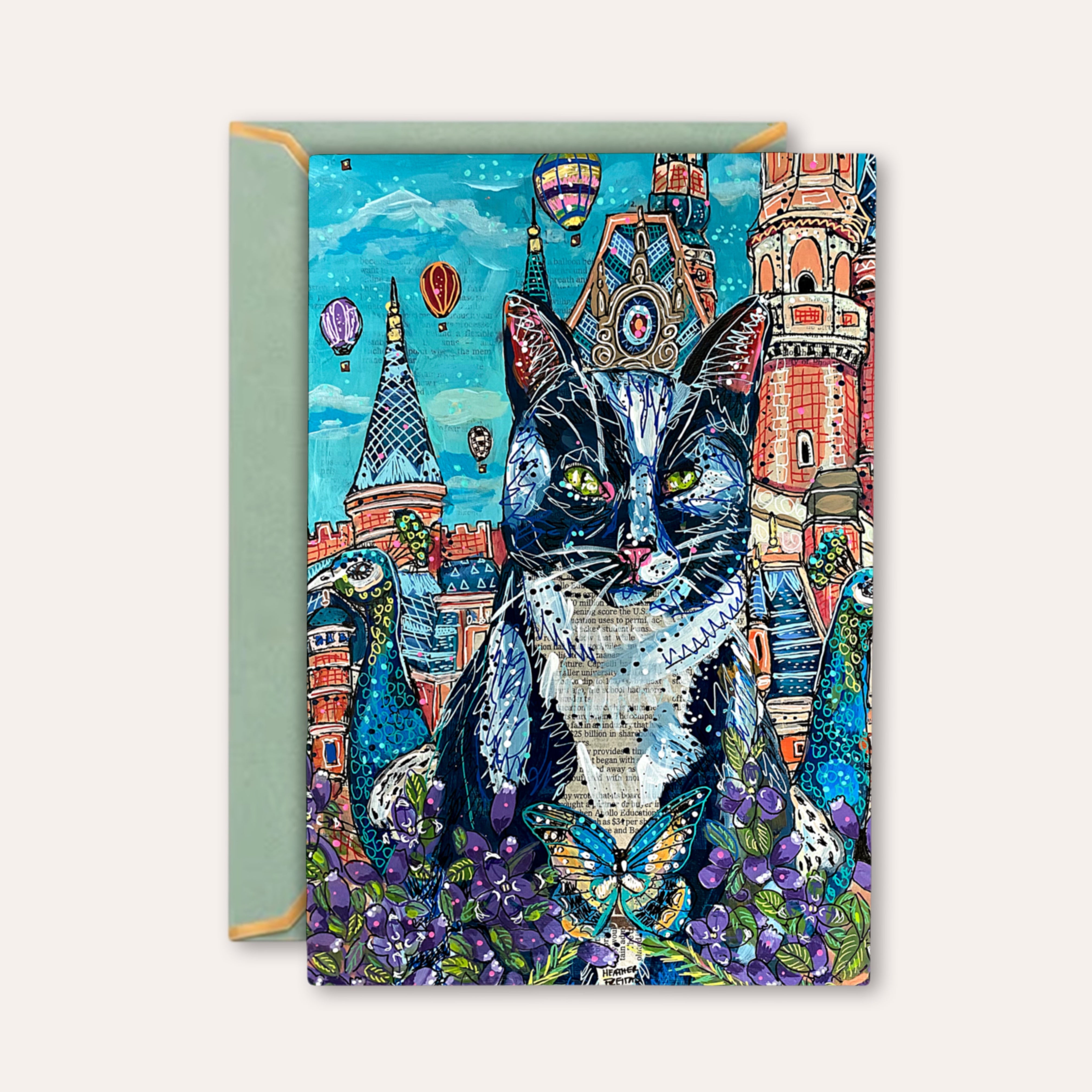 Sky Castle Cat - Greeting Card / Fine Art Print