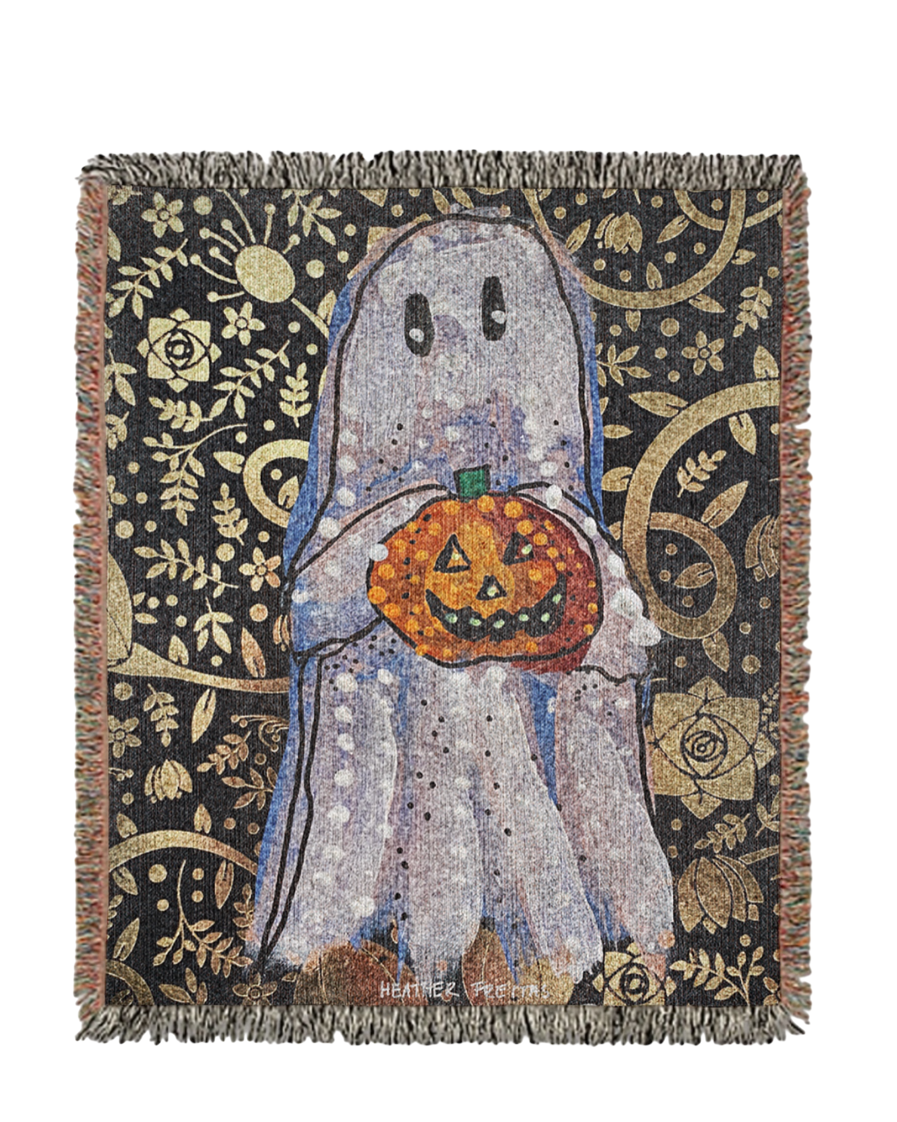 Gold Ghost Woven Blanket Tapestry