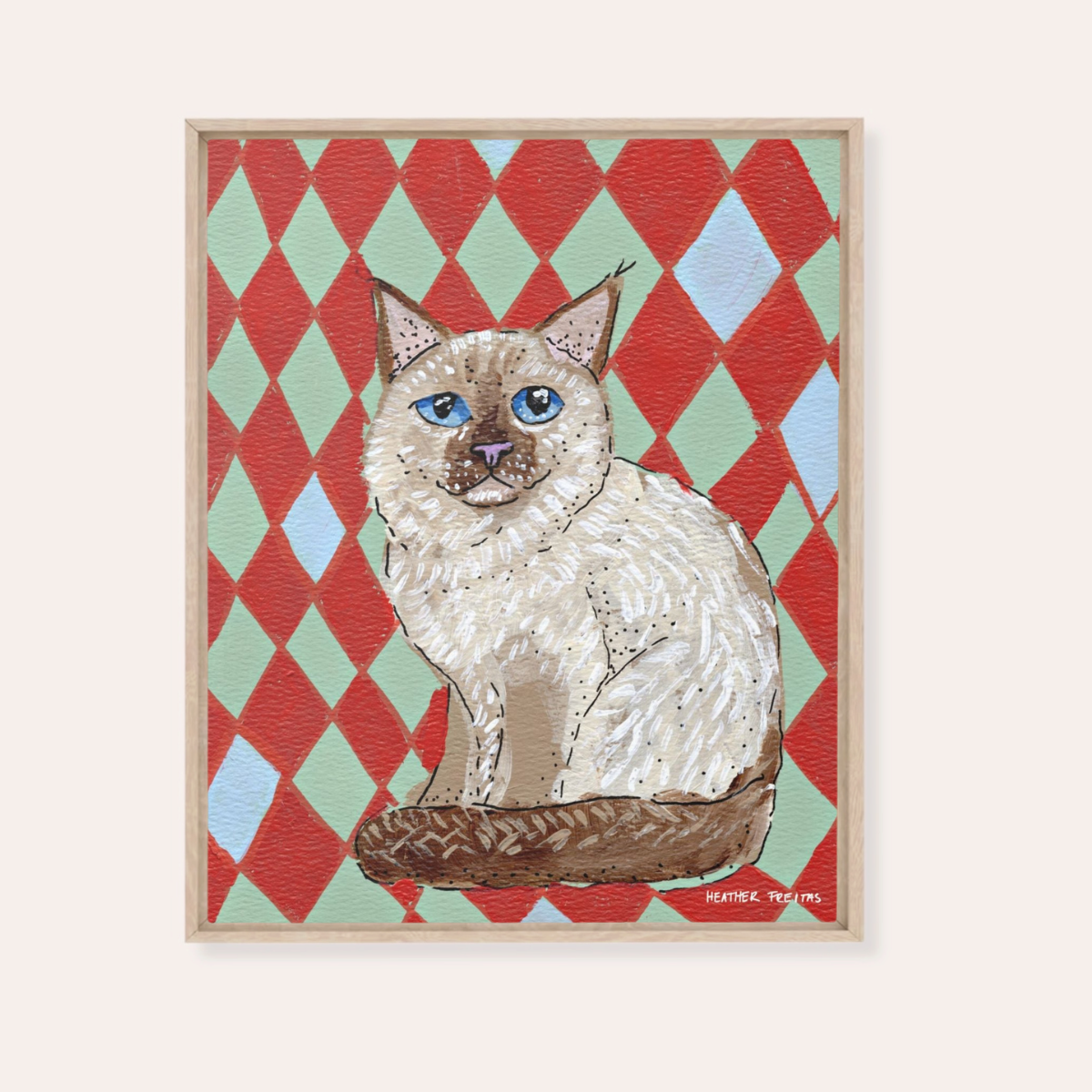 Birman Cat Framed Fine Art Canvas Print