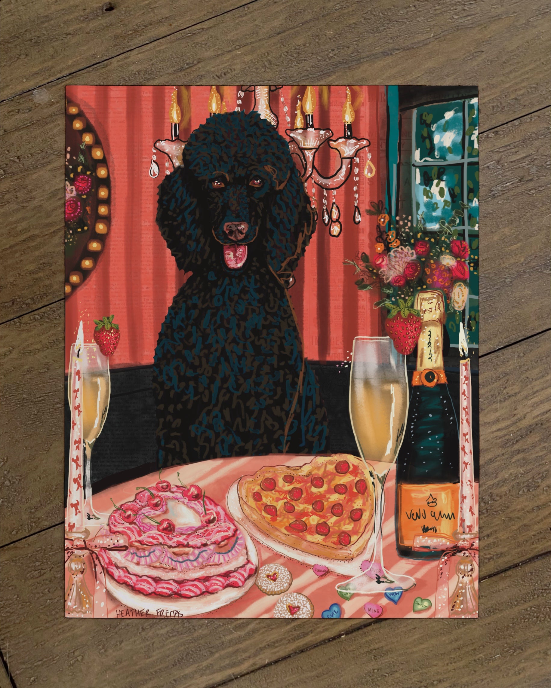 Standard Poodle - Build Your Own Dining Dog Paper Print
