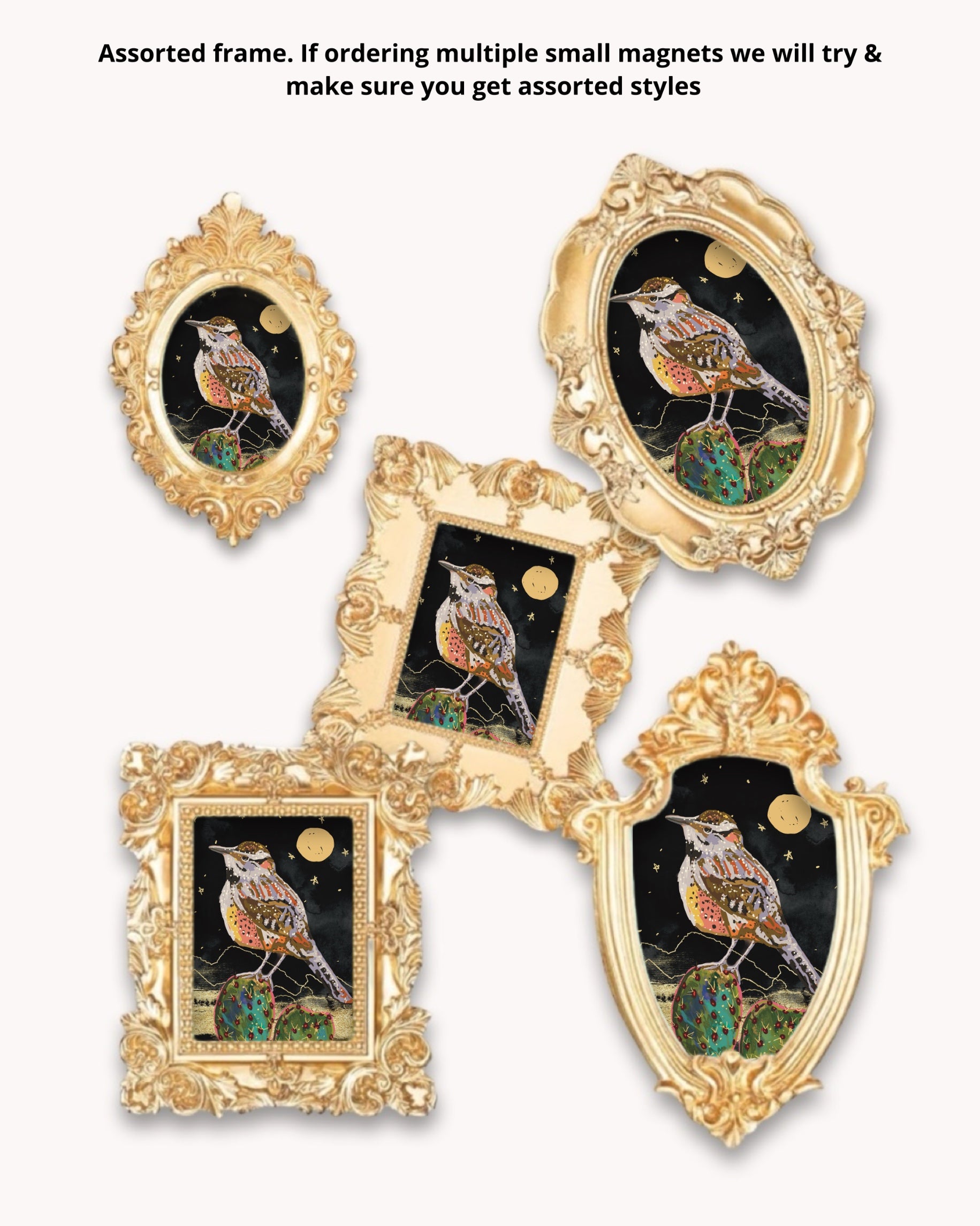 Cactus Wren Citrus Framed Magnet ( Small )
