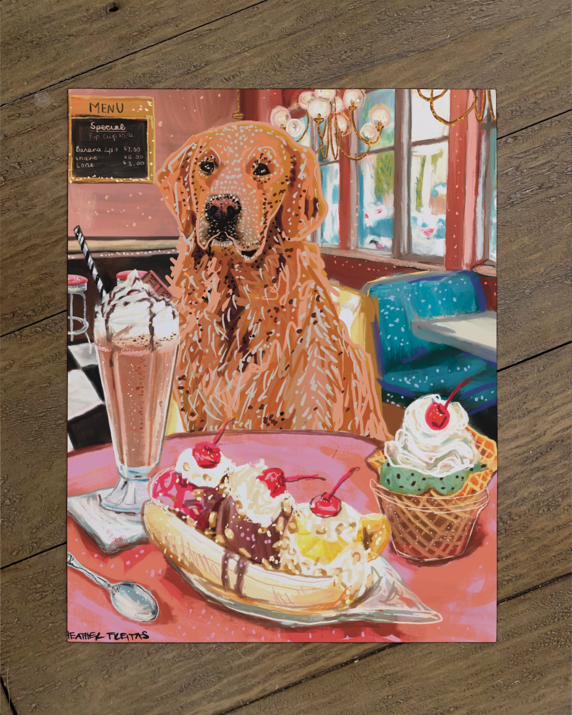 Golden Retriever- Build Your Own Dining Dog Paper Print