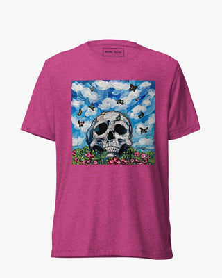 Butterfly Blue Skull Unisex Short Sleeve T-shirt - Heather Freitas - fine art home deccor