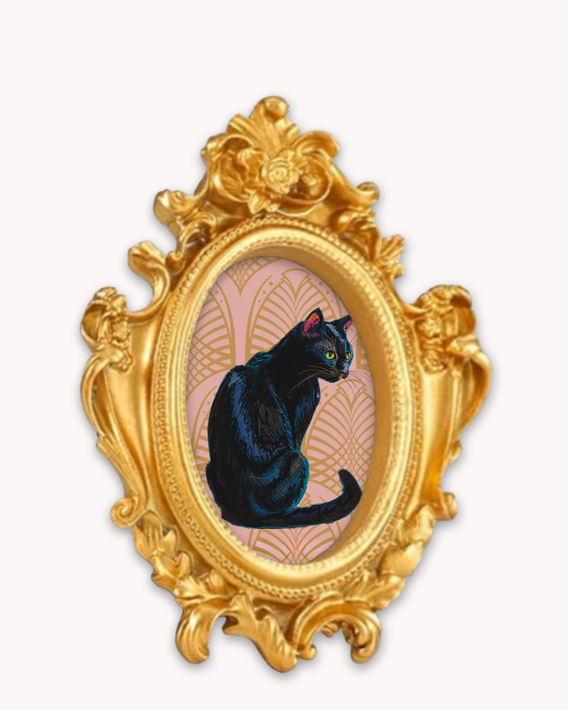 Black Cat Framed Magnet ( Small )