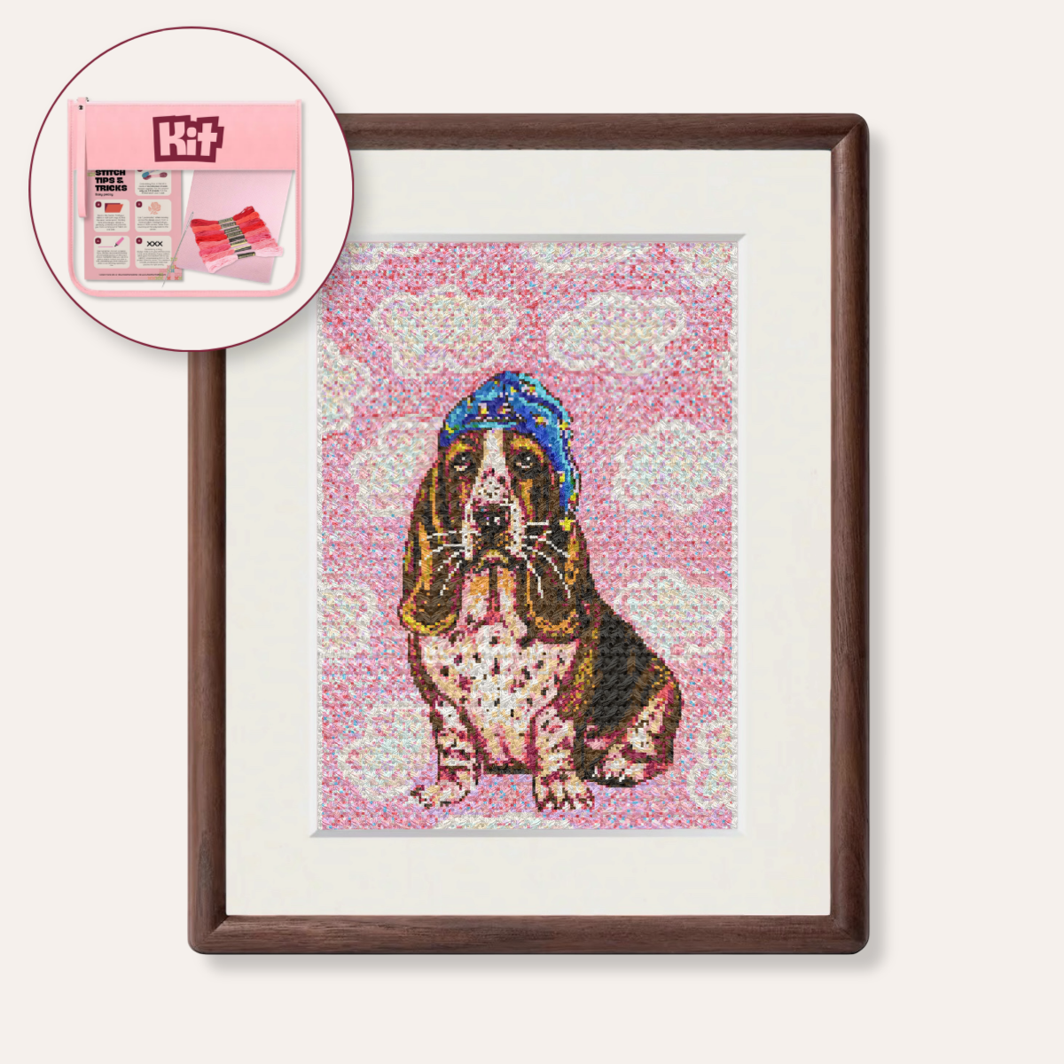 Sleepy Basset Hound Counted Cross Stitch Kit
