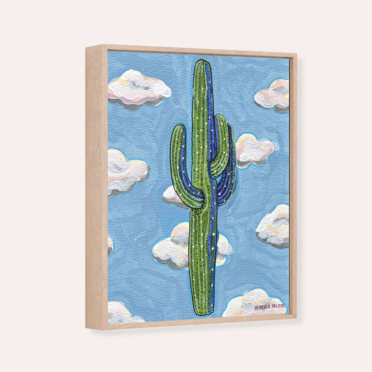Saguaro Clouds Framed Fine Art Canvas Print