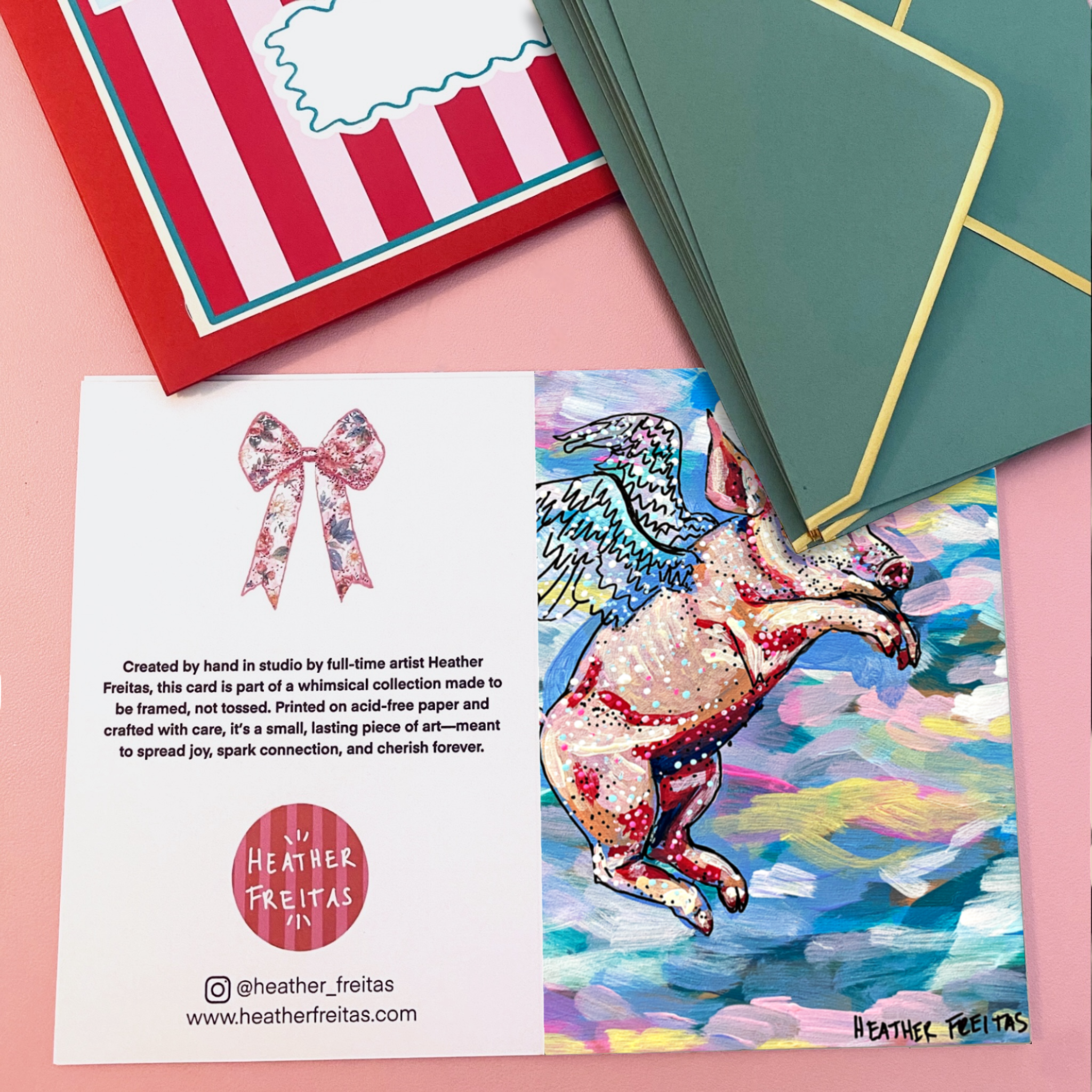 Pastel Flying Pig - Greeting Card / Fine Art Print