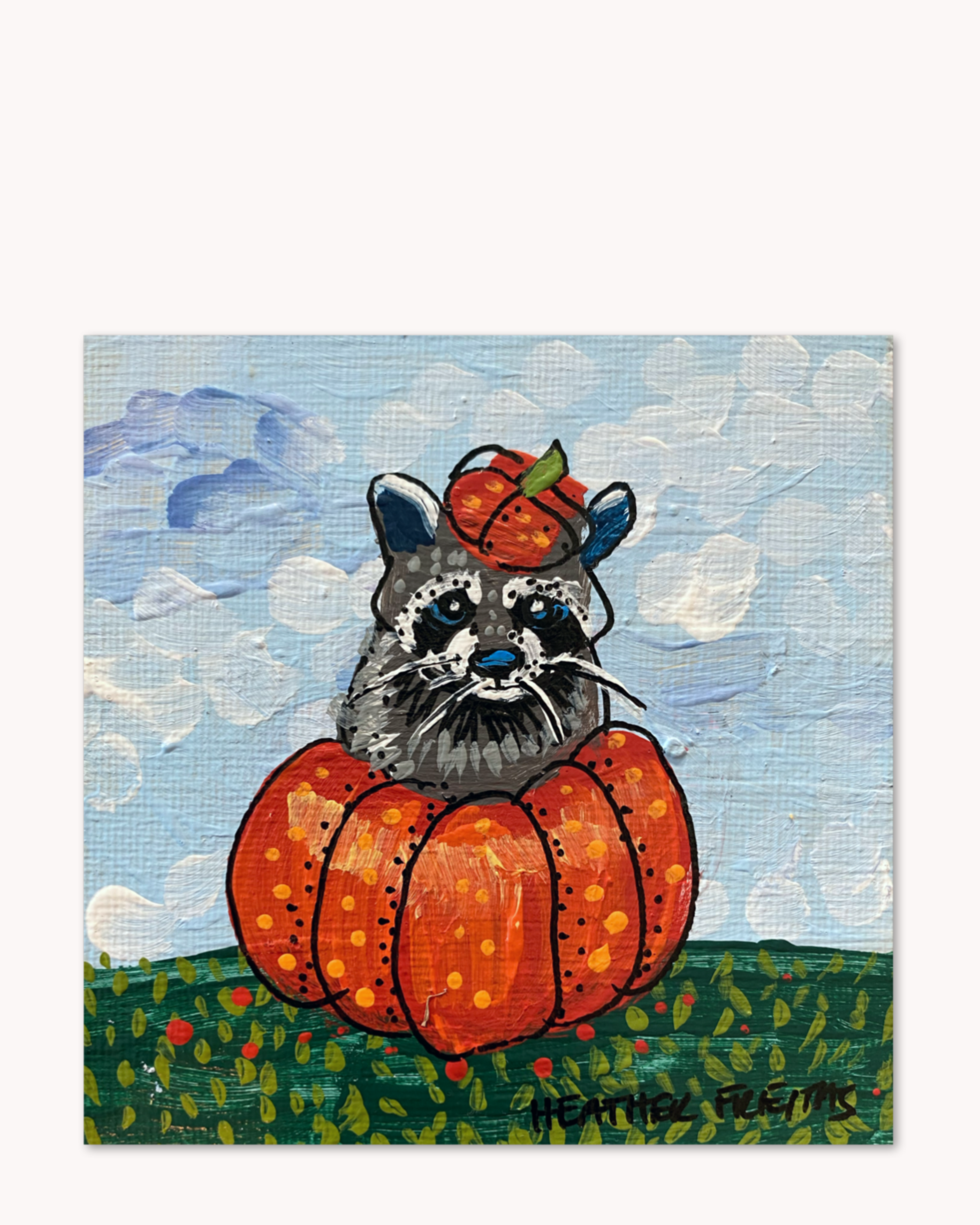 Fall Raccoon in Pumpkin 2 ( Original Painting )