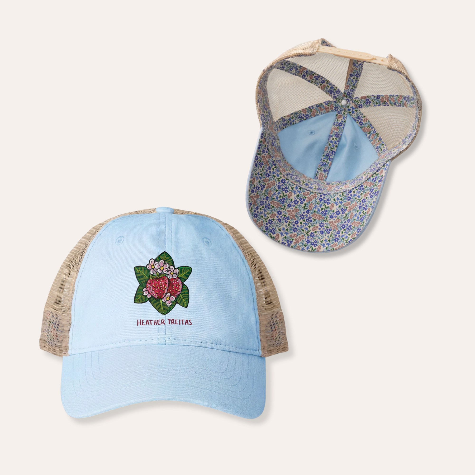 Strawberries Women's Washed Mesh-Back Cap