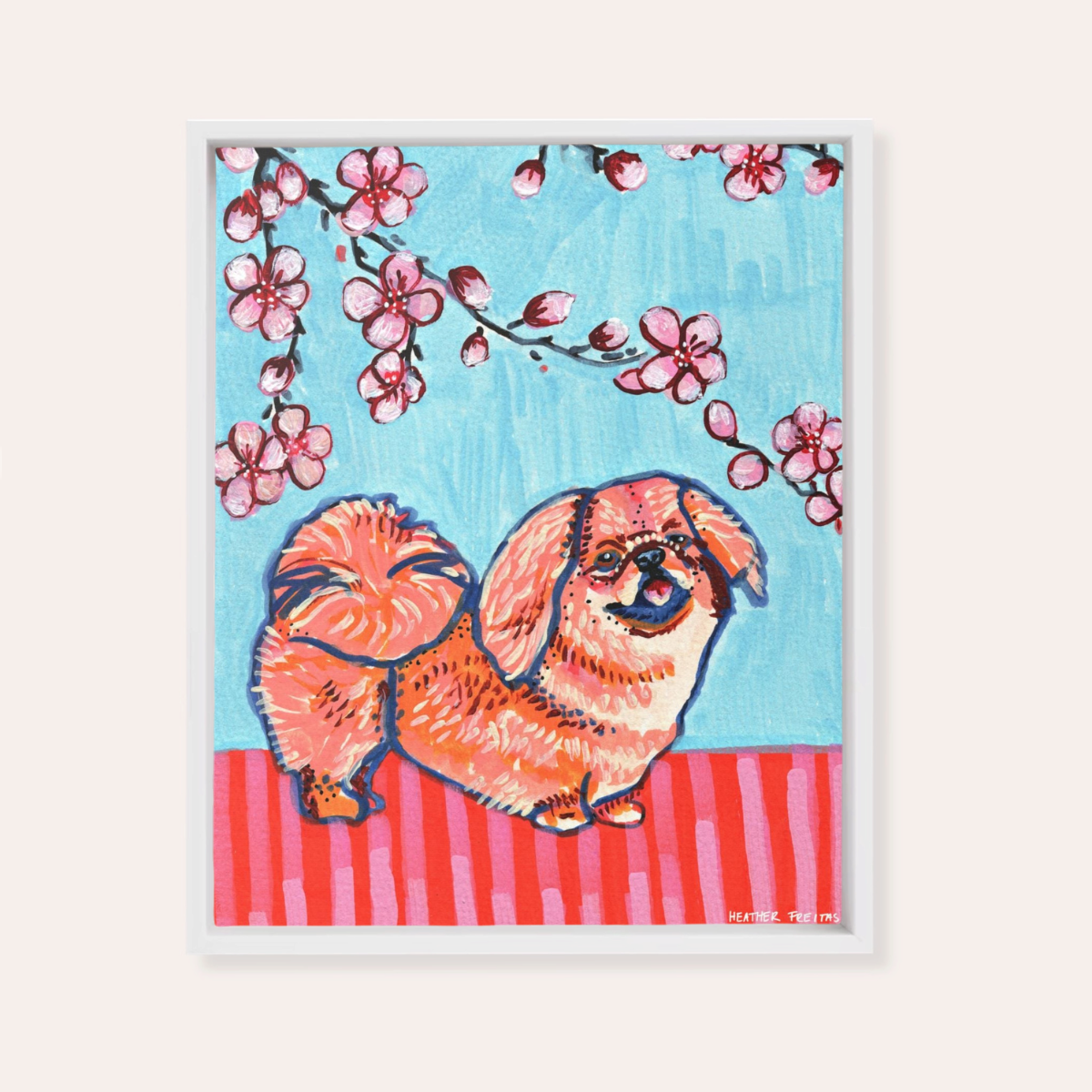 Pekingese Dog Framed Fine Art Canvas Print
