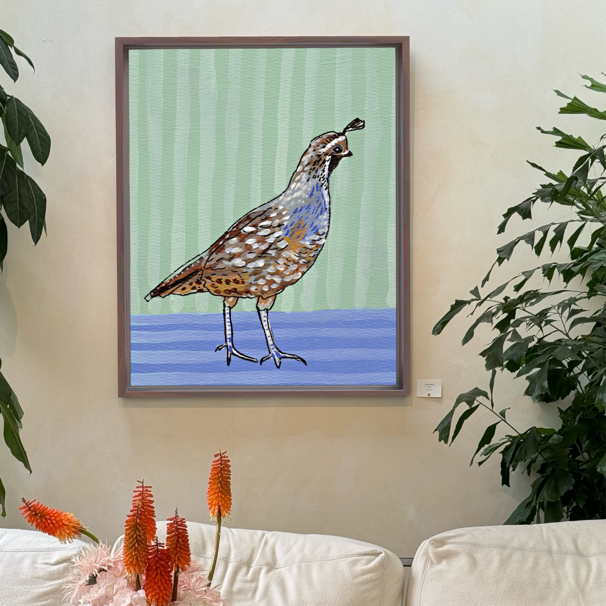Quail Framed Fine Art Canvas Print