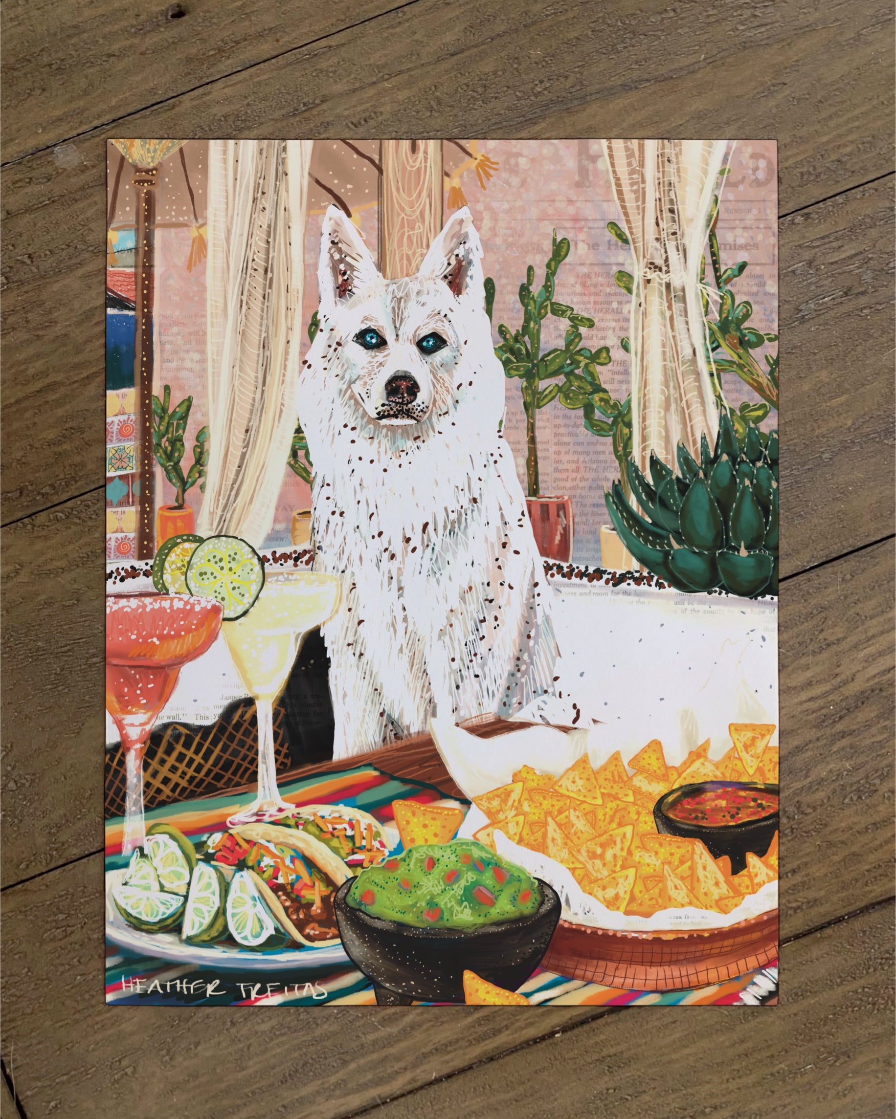 Husky - Build Your Own Dining Dog Paper Print