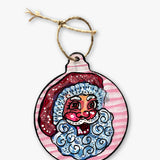 Pink Santa Hand Painted Ornament