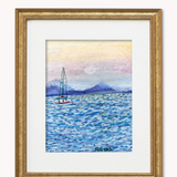 Sail ( Framed Original Oil Pastel Art )