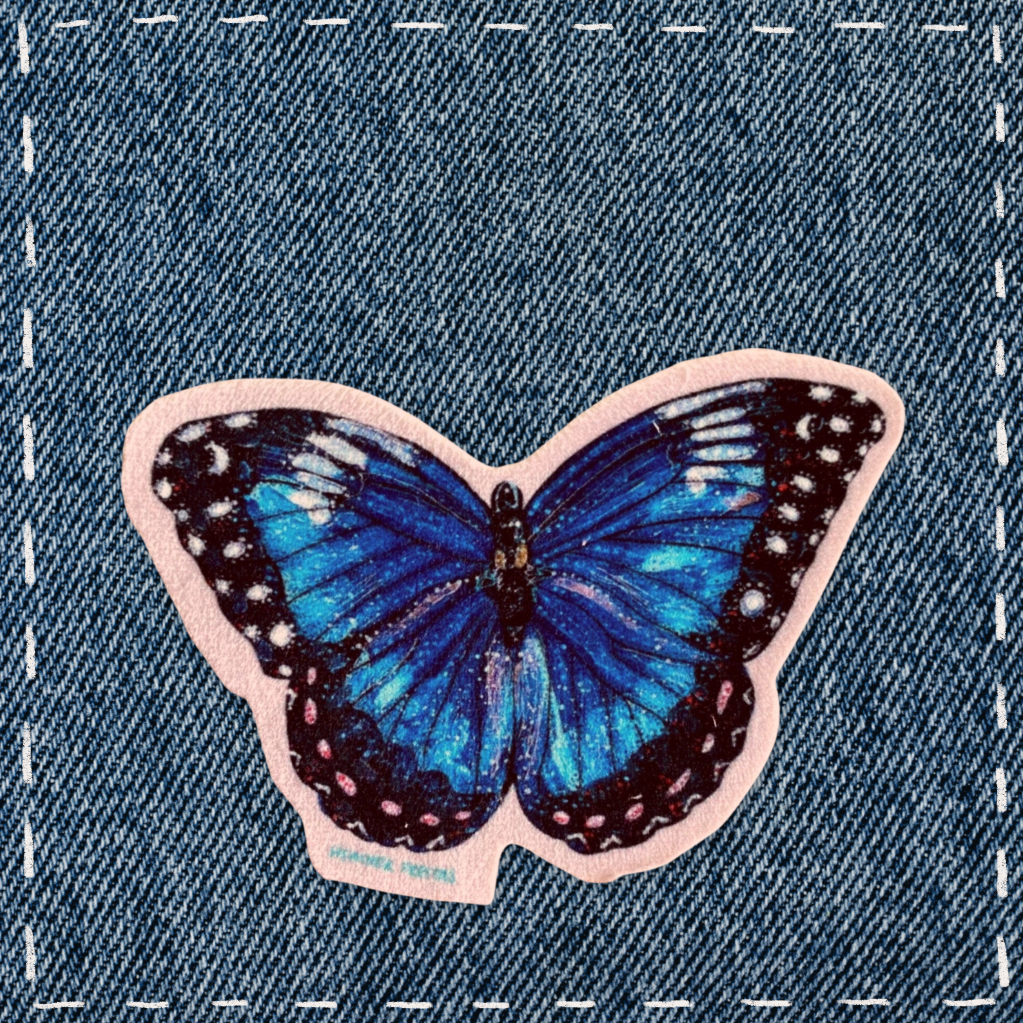 Blue Butterfly - Sew On Velveteen Patch