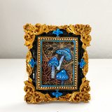 Electric Blue Mushrooms ( Mini Original Painting )