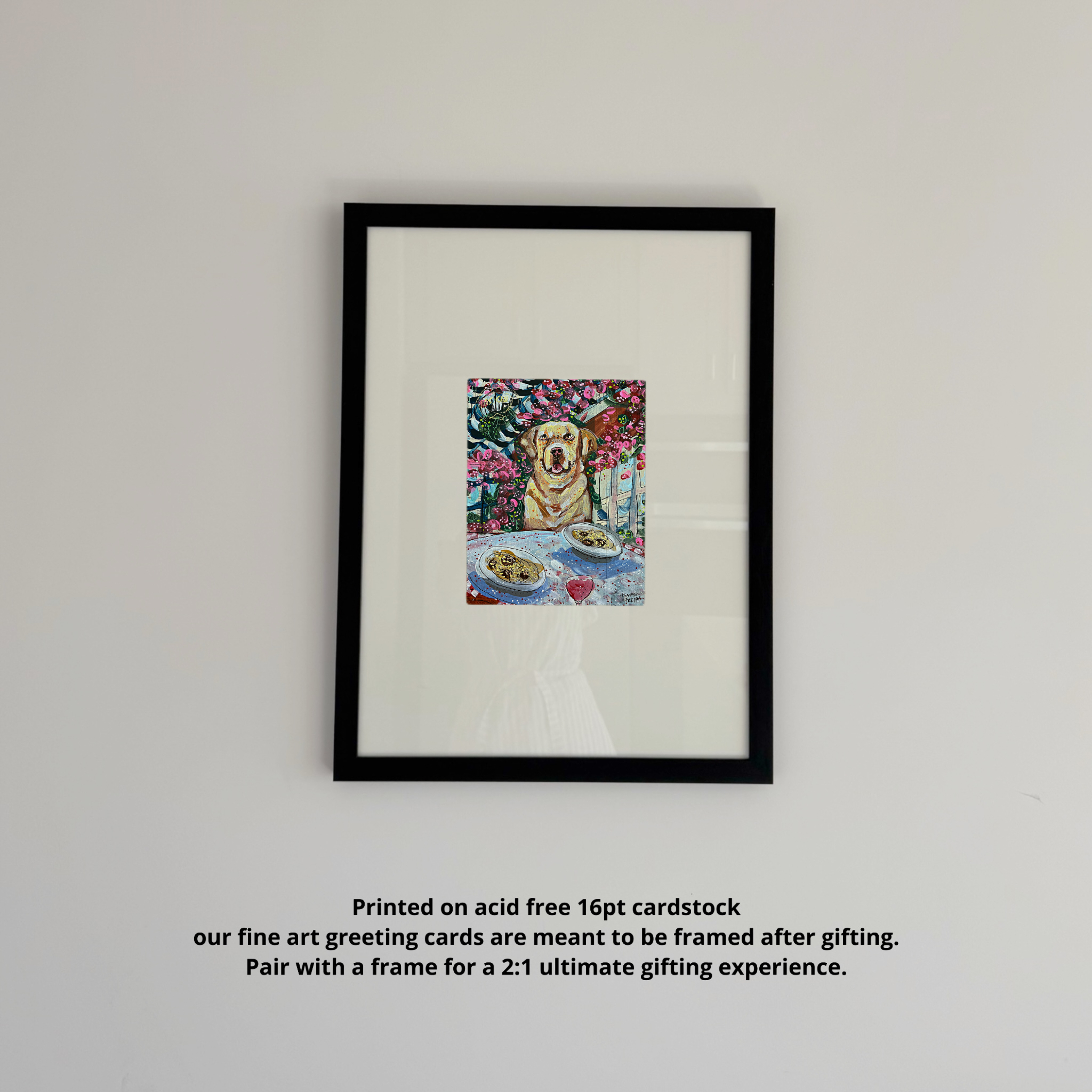 Yelllow Lab Dining Fine Art Greeting Card