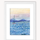 Sail ( Framed Original Oil Pastel Art )