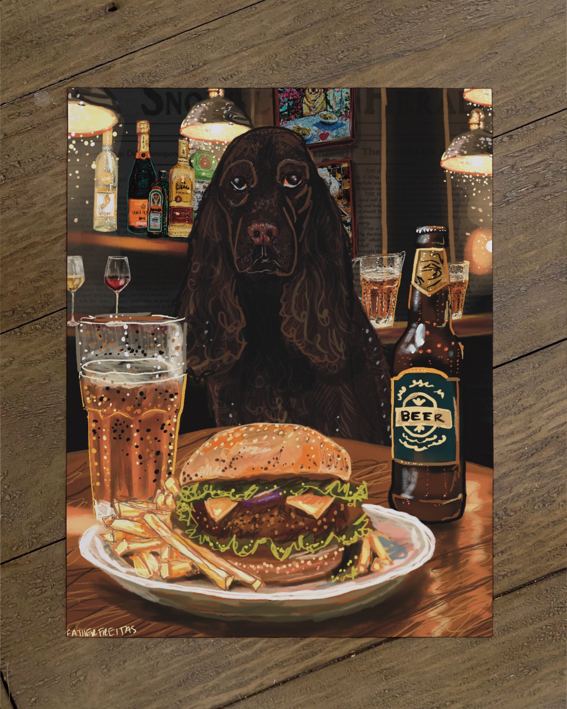 Cocker Spaniel - Build Your Own Dining Dog Paper Print