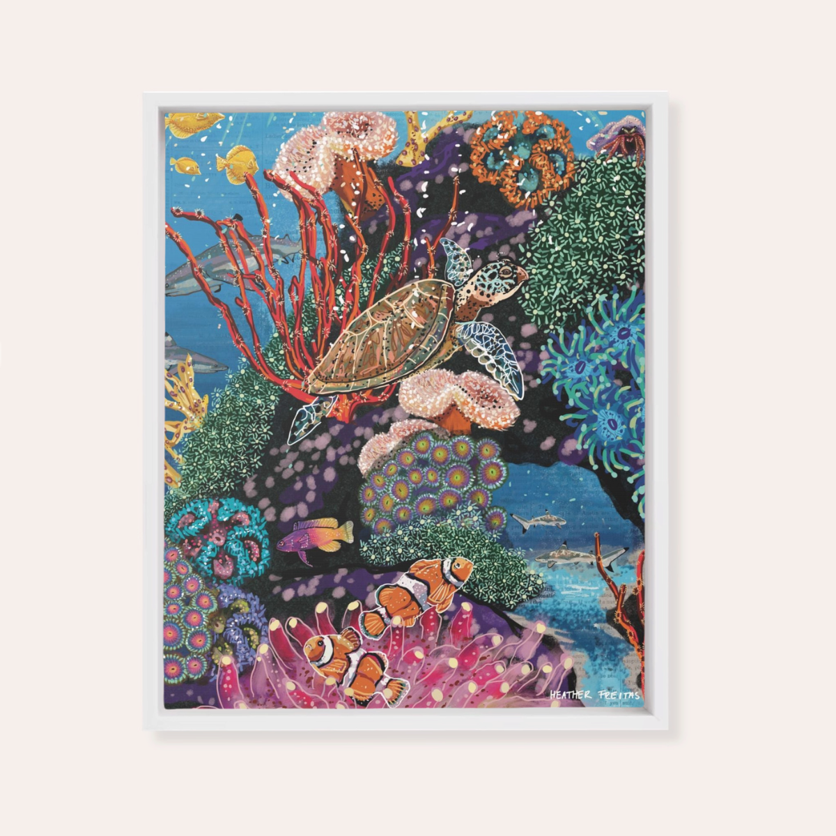 Turtle Tides Framed Fine Art Canvas Print