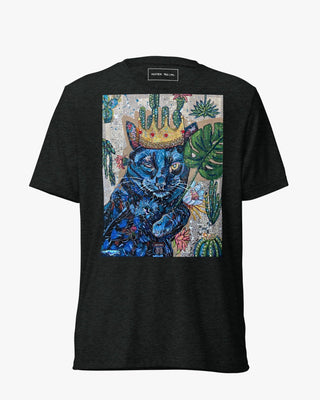 King Black Cat Unisex Short Sleeve T-shirt - Heather Freitas - fine art home deccor