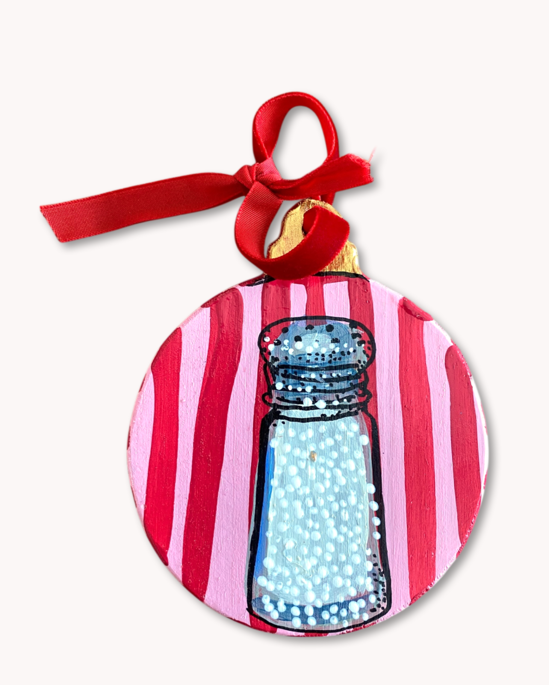 Red Stripe Salt Hand Painted Ornament