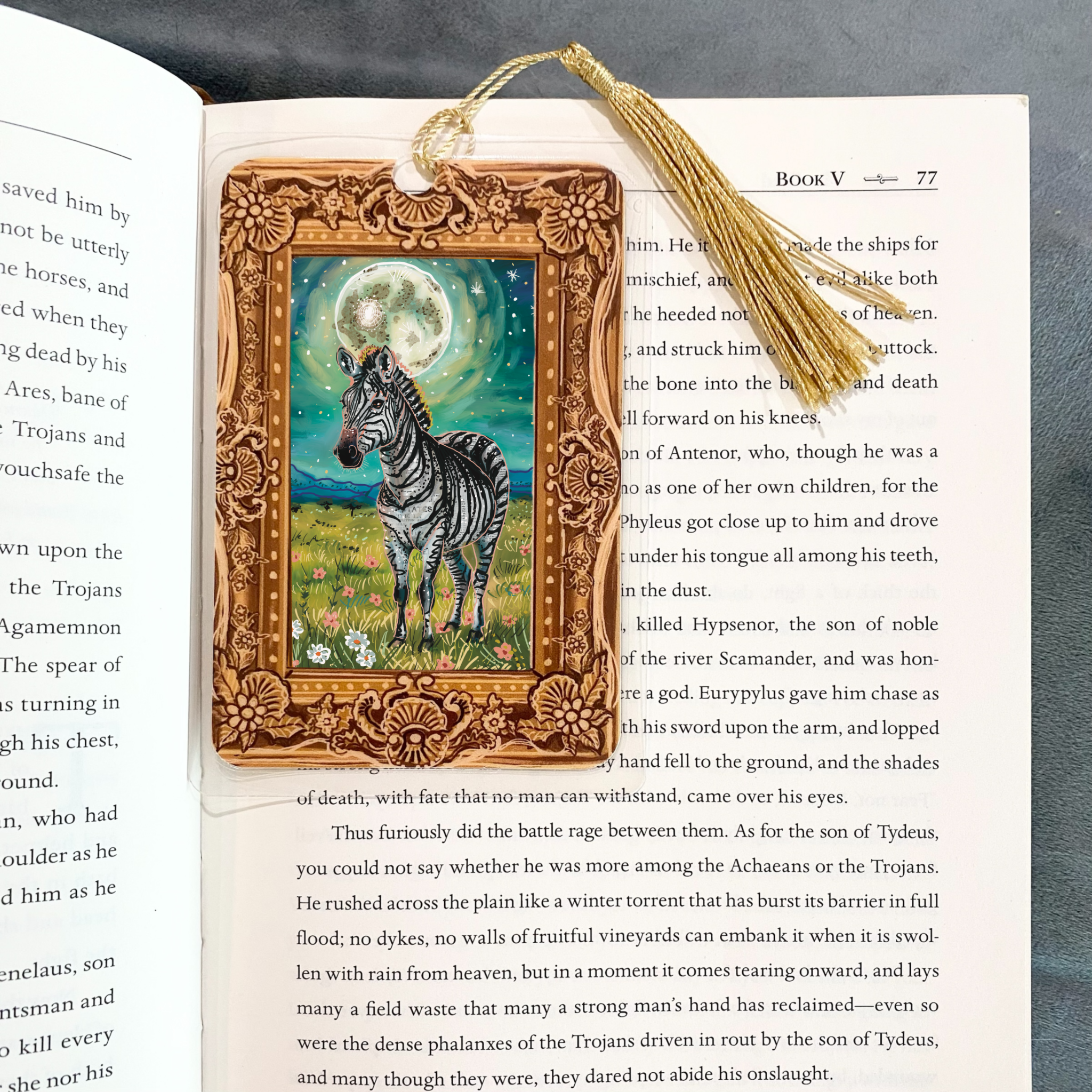 Floral Zebra Fine Art Painting Bookmark