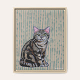 American Shorthair Cat Framed Fine Art Canvas Print