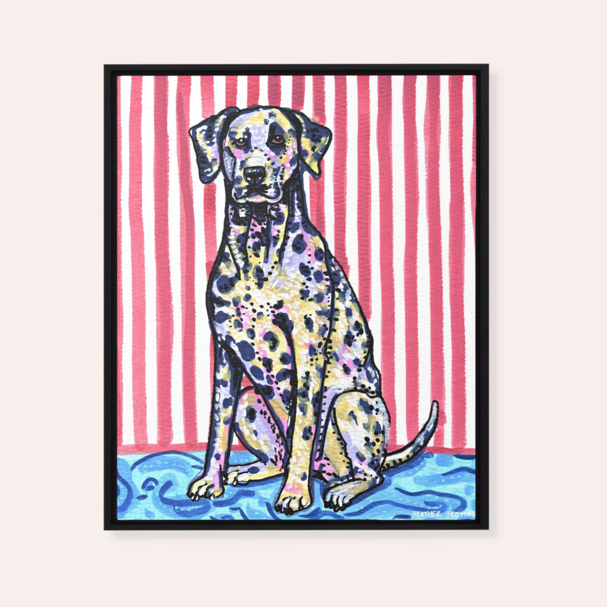 Dalmation Dog Framed Fine Art Canvas Print