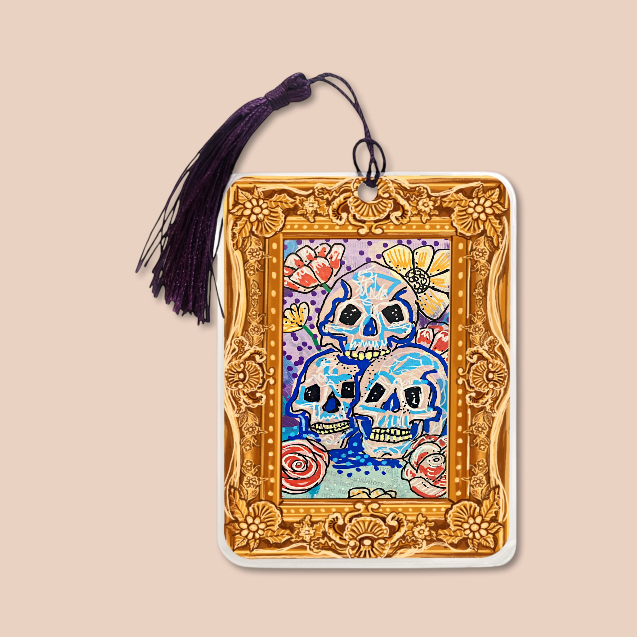 Three Skulls Fine Art Painting Bookmark