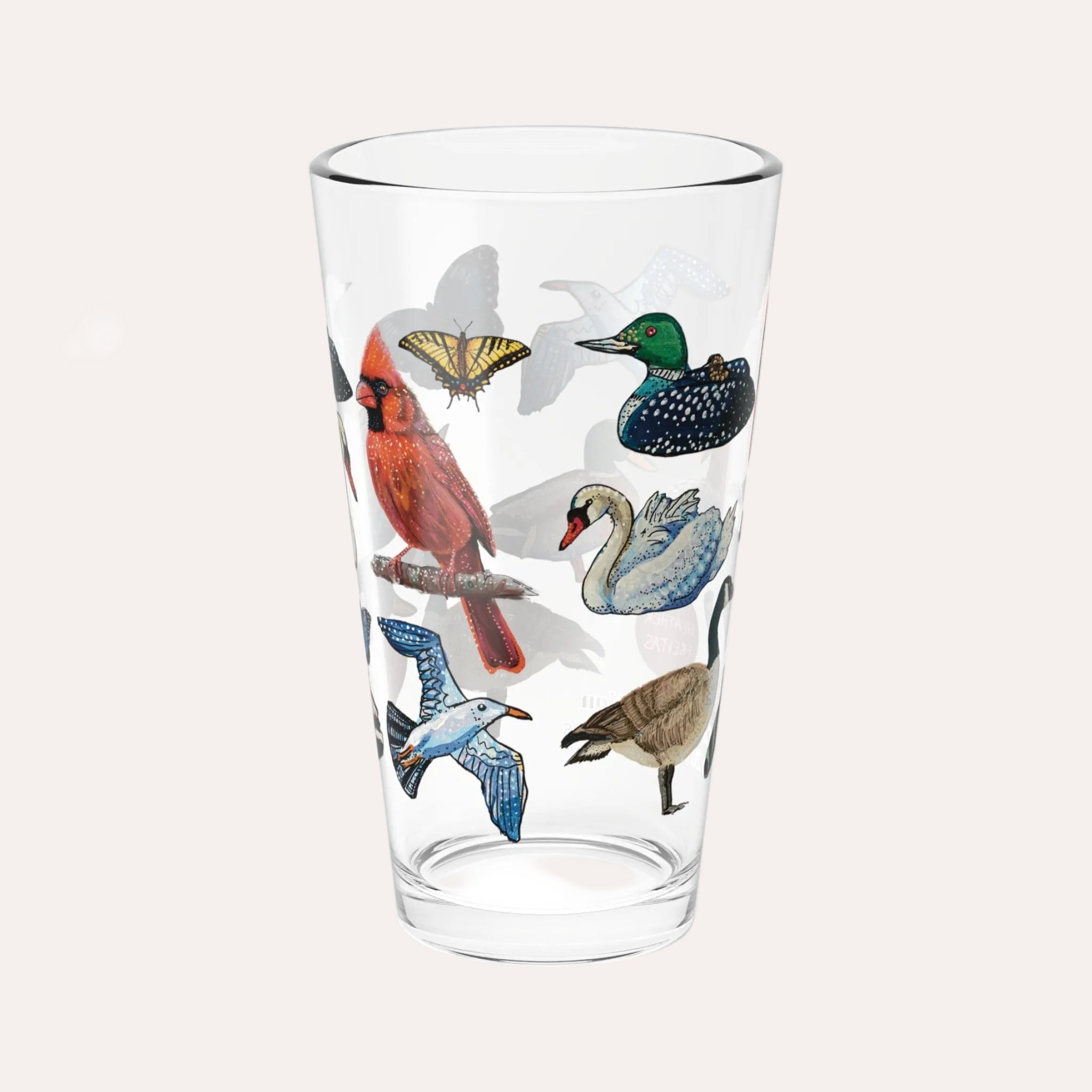 Birds & Butterflies 16oz Collectors Glass