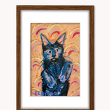 Rainbow Werewolf Cat ( Framed Original Oil Pastel Art )