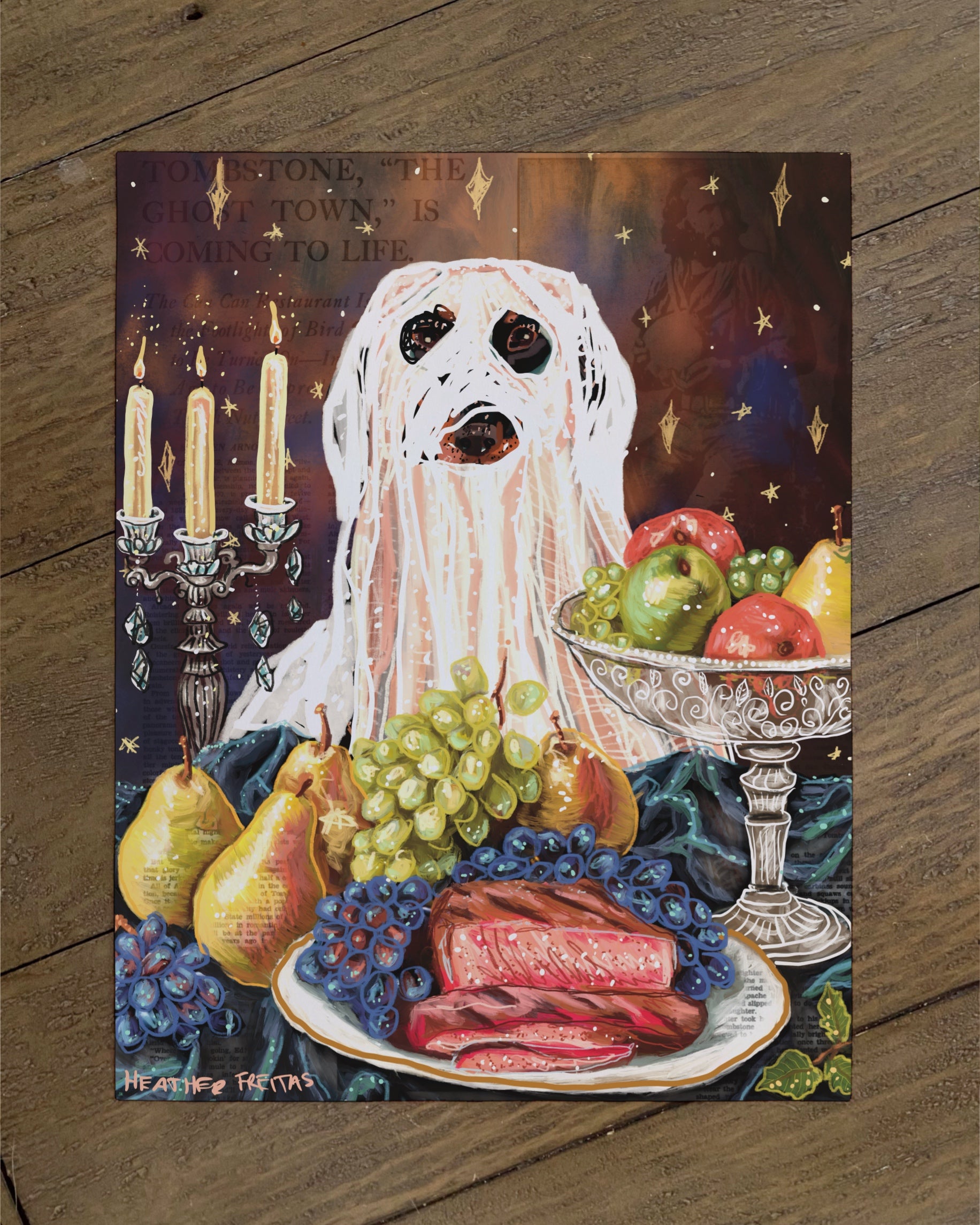 Build Your Own Dining Dog Art Print - Dachshund