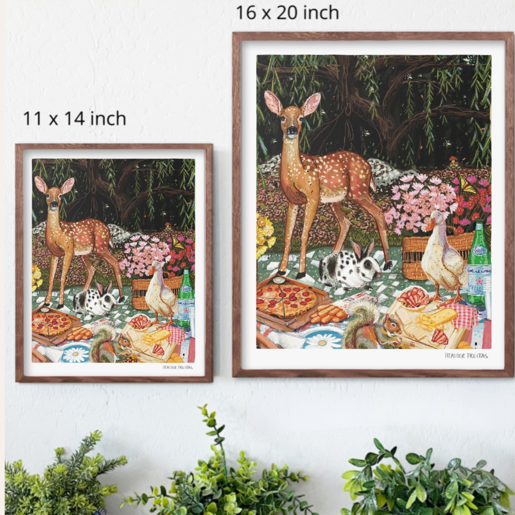 Woodland Critters Picnic Hand Signed Fine Art Print